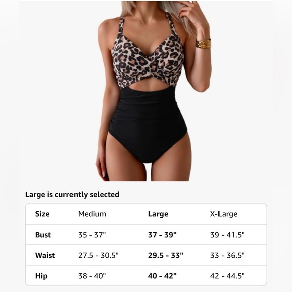Eomenie Brown and Black One Piece Swimsuit with Cut-Out Details Medium NWT - Picture 5 of 11